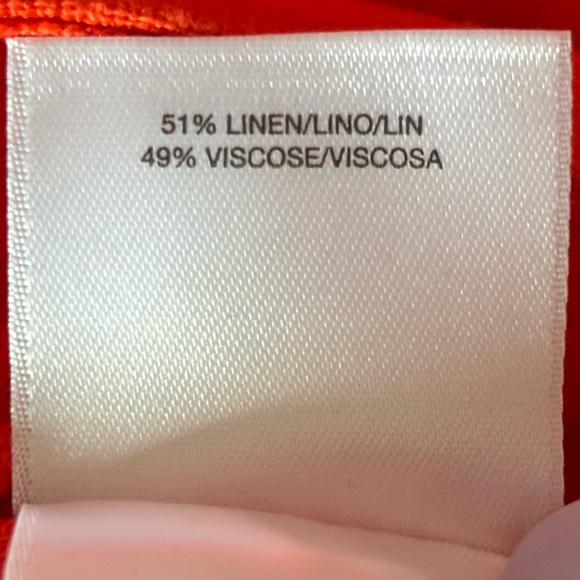 NINE WEST Gina Trapeze Linen Blend Orange V-Neck Sleeveless Dress--10 - Picture 11 of 12